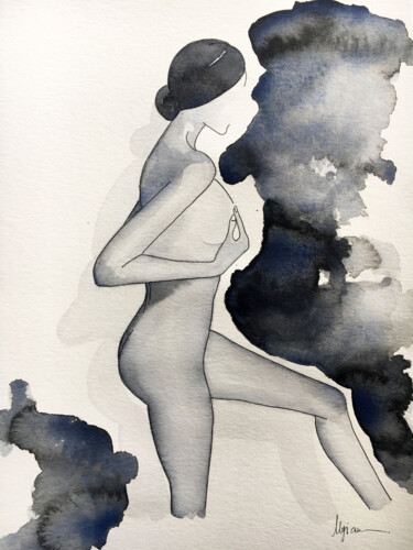 绘画 标题为“Nude N°2” 由Myriam Soufane, 原创艺术品, 水彩