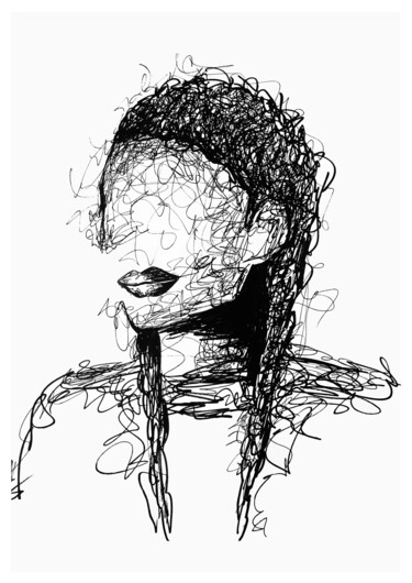 Rysunek zatytułowany „Braids” autorstwa Myriam Soufane, Oryginalna praca, Atrament