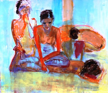 Картина под названием "Femme" - Myriam Thomas, Подлинное произведение искусства, Акрил Установлен на Деревянная панель
