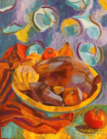 Painting titled "Noix de coco" by Myriam Thomas, Original Artwork