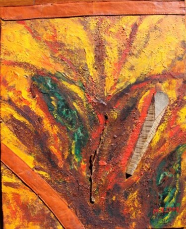 Peinture intitulée "Volcan" par Myriam Thomas, Œuvre d'art originale