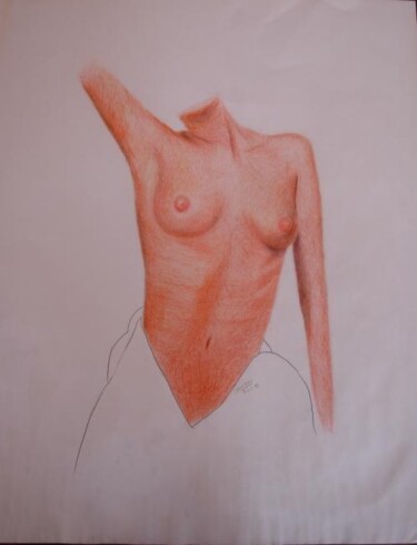 Tekening getiteld "Buste" door Myriam Thomas, Origineel Kunstwerk