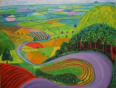 Pintura titulada "Garrowby Hill d'apr…" por Myriam Thomas, Obra de arte original