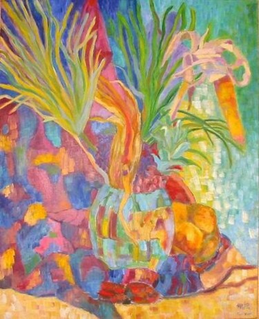 Painting titled "Bouquet filaments" by Myriam Thomas, Original Artwork