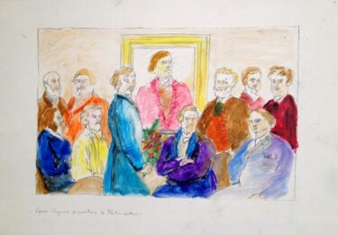 Disegno intitolato "Hommage à Delacroix…" da Myriam Thomas, Opera d'arte originale