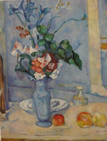 Painting titled "Le vase bleu d'aprè…" by Myriam Thomas, Original Artwork