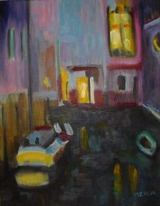Painting titled "Venise" by Myriam Thomas, Original Artwork
