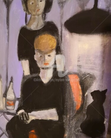 Pintura titulada "Une vie de chat." por Myriam Van Calster, Obra de arte original, Acrílico Montado en Bastidor de camilla d…