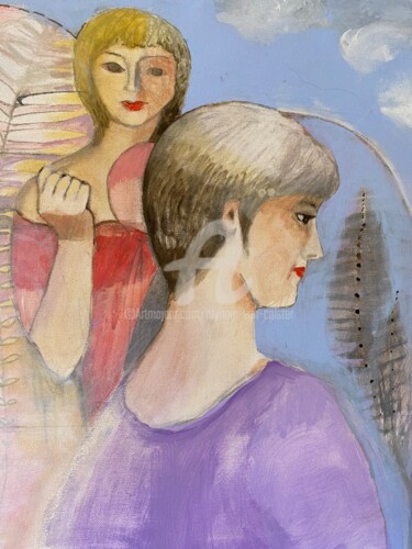 Peinture intitulée "L'ange." par Myriam Van Calster, Œuvre d'art originale, Acrylique Monté sur Châssis en bois