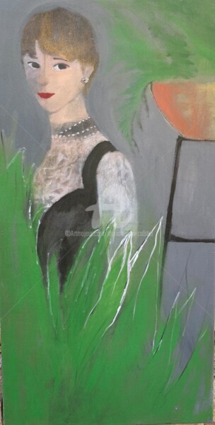 Painting titled "Promesse." by Myriam Van Calster, Original Artwork, Acrylic Mounted on Wood Stretcher frame