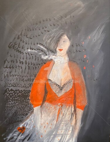 Painting titled ""Folle de toi"" by Myriam Van Calster, Original Artwork, Acrylic Mounted on Wood Stretcher frame