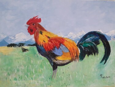 Peinture intitulée "le coq" par Myriam Wasielewski, Œuvre d'art originale, Acrylique