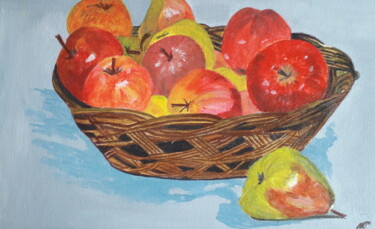 Peinture intitulée "corbeille de fruits" par Myriam Wasielewski, Œuvre d'art originale, Acrylique