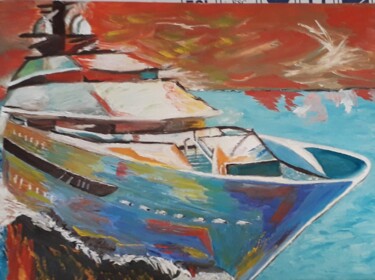 Peinture intitulée "yacht" par Myriam Wasielewski, Œuvre d'art originale, Acrylique Monté sur Châssis en bois