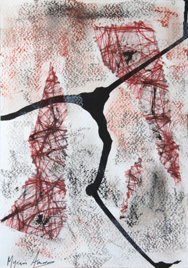 Textile Art titled "Le déséquilibre" by Myriam Amoros, Original Artwork, Ink
