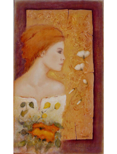 Peinture intitulée "La Dame aux Liserons" par Marie Clémence, Œuvre d'art originale, Acrylique Monté sur Châssis en bois