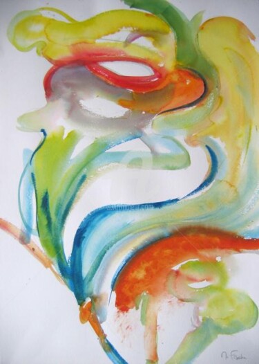 Peinture intitulée "Fleur Volute aquare…" par Myriam Fischer, Œuvre d'art originale, Aquarelle