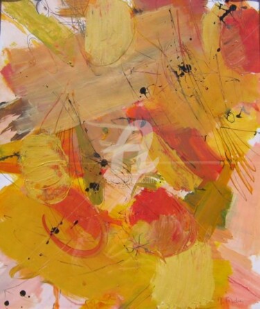 Peinture intitulée "Rythme Orange" par Myriam Fischer, Œuvre d'art originale, Acrylique