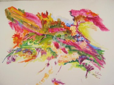 Peinture intitulée "Vercors en couleur" par Myriam Fischer, Œuvre d'art originale, Huile