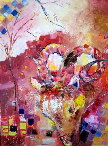 Peinture intitulée "CAPRICORNE" par Myriam Fischer, Œuvre d'art originale, Huile