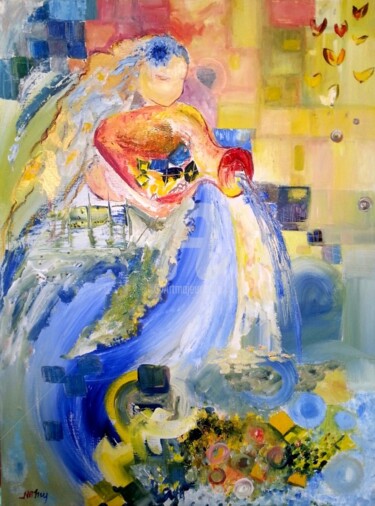 Peinture intitulée "VERSEAU" par Myriam Fischer, Œuvre d'art originale, Huile