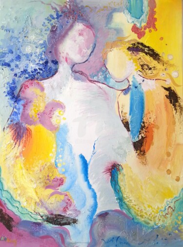 Peinture intitulée "GEMEAUX" par Myriam Fischer, Œuvre d'art originale, Huile