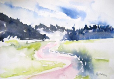 Painting titled "PAYSAGE" by Myriam Fischer, Original Artwork, Watercolor