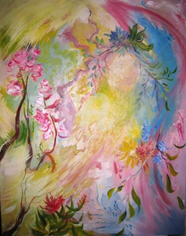 Peinture intitulée "ELFE SOLAIRE" par Myriam Fischer, Œuvre d'art originale, Huile