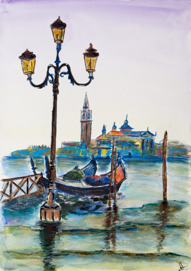 Peinture intitulée "Week-end à Venise" par Myriam Lonardi, Œuvre d'art originale, Aquarelle