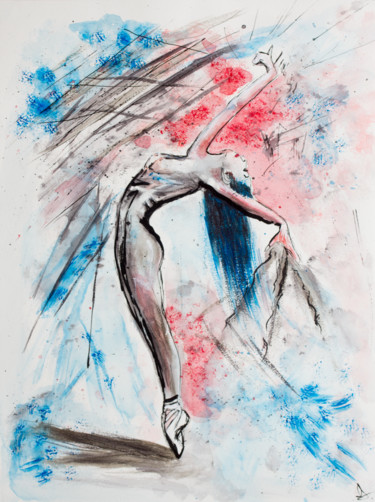 Peinture intitulée "La danseuse (3)" par Myriam Lonardi, Œuvre d'art originale, Aquarelle