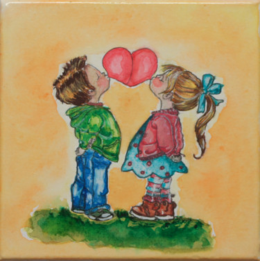 Painting titled "Valentine's day" by Myriam Lonardi, Original Artwork, Watercolor