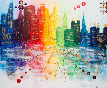 Peinture intitulée "Color City" par Myriam Lonardi, Œuvre d'art originale, Acrylique