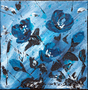 Painting titled "Bleu coquelicot" by Myriam Lonardi, Original Artwork, Acrylic