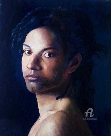 Painting titled "Retrato" by Myriam Lucas, Original Artwork, Oil