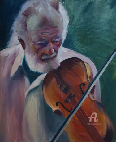 Painting titled "violinista" by Myriam Lucas, Original Artwork, Oil