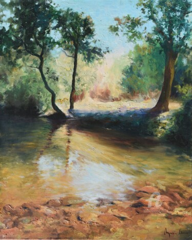 Pittura intitolato "río Manzanares" da Myriam Lucas, Opera d'arte originale, Olio