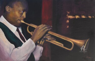 Painting titled "Miles Davis" by Myriam Lucas, Original Artwork, Oil