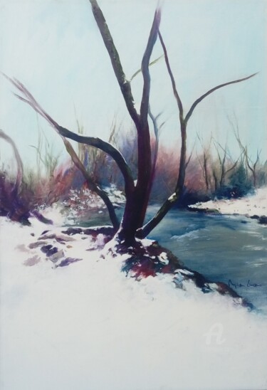 Painting titled "Invierno" by Myriam Lucas, Original Artwork, Oil