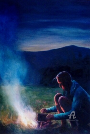 Pintura titulada "hoguera" por Myriam Lucas, Obra de arte original, Oleo
