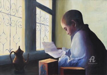 Pintura titulada "La carta" por Myriam Lucas, Obra de arte original, Oleo
