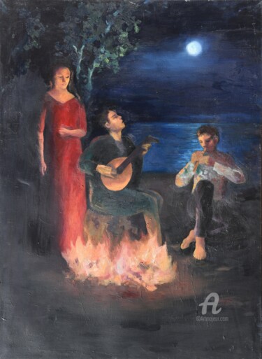 Painting titled "serenata" by Myriam Lucas, Original Artwork, Oil