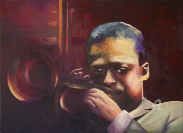 Painting titled "trompetista" by Myriam Lucas, Original Artwork, Oil