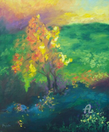 Malerei mit dem Titel "La primavera" von Myriam Lucas, Original-Kunstwerk, Öl