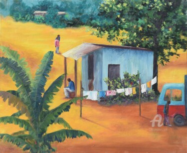 Malerei mit dem Titel "Camerún II" von Myriam Lucas, Original-Kunstwerk, Öl