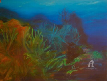 Pintura intitulada "fondo marino con pl…" por Myriam Lucas, Obras de arte originais, Óleo