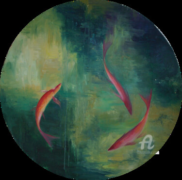 Malerei mit dem Titel "peces rojos" von Myriam Lucas, Original-Kunstwerk, Öl