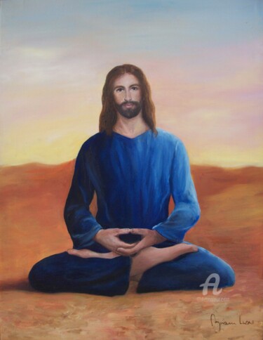 Painting titled "jesus-meditando.jpg" by Myriam Lucas, Original Artwork, Oil