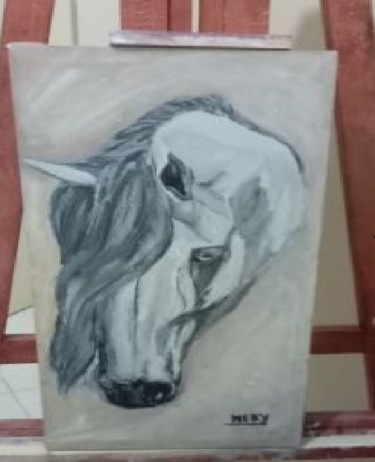 Peinture intitulée "chagrin-du-cheval.j…" par Myriam, Œuvre d'art originale, Huile