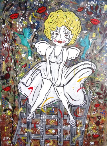 Malerei mit dem Titel "THE GIRL: MARILYN M…" von Myron Gomes, Original-Kunstwerk, Acryl