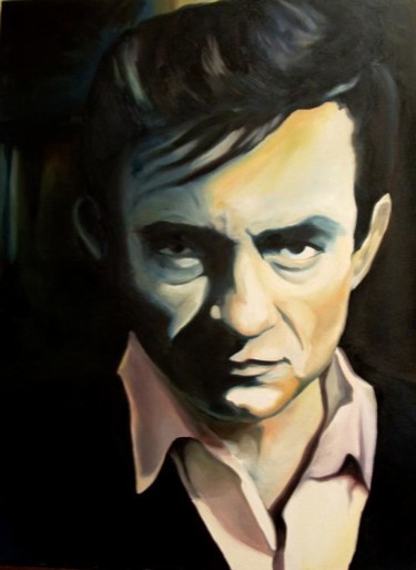 Painting titled "Johnny Cash #3" by Myroslav Harasymiw, Original Artwork
